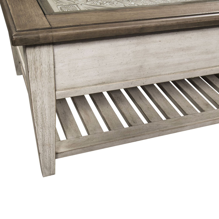 Heartland Rect Ceiling Tile Cocktail Table in Antique White