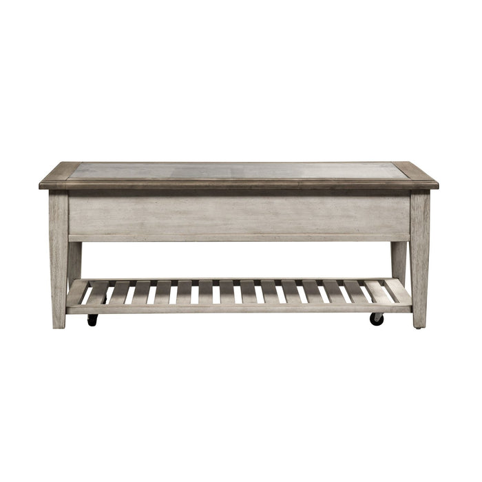 Heartland Rect Ceiling Tile Cocktail Table in Antique White