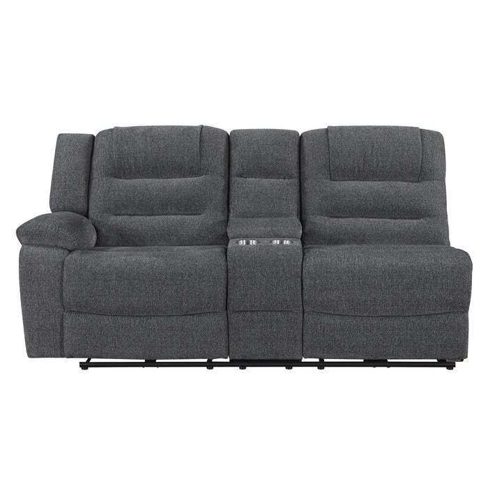 Redondo Laf Console Loveseat W/ 2 Recliners Pwr Fr-Dk Gray