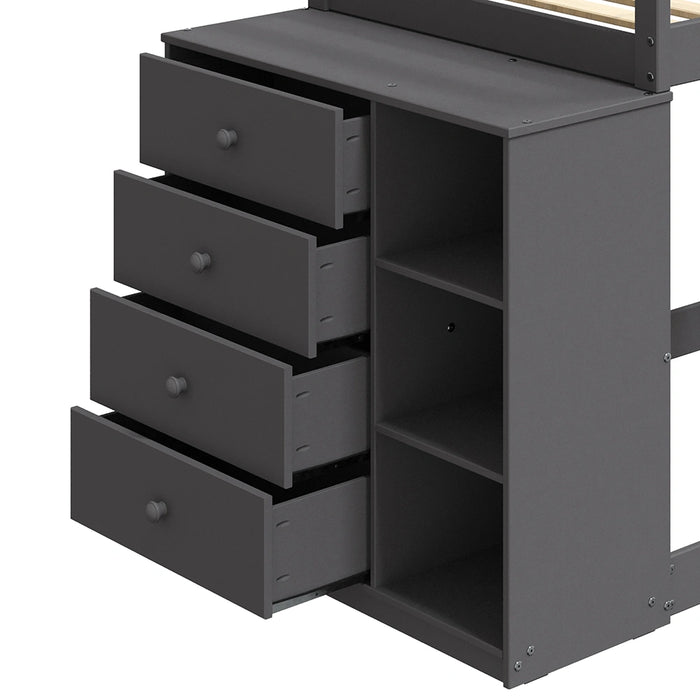 Bunk Bed (T/T) w/4 Drawers & 3 Compartments
