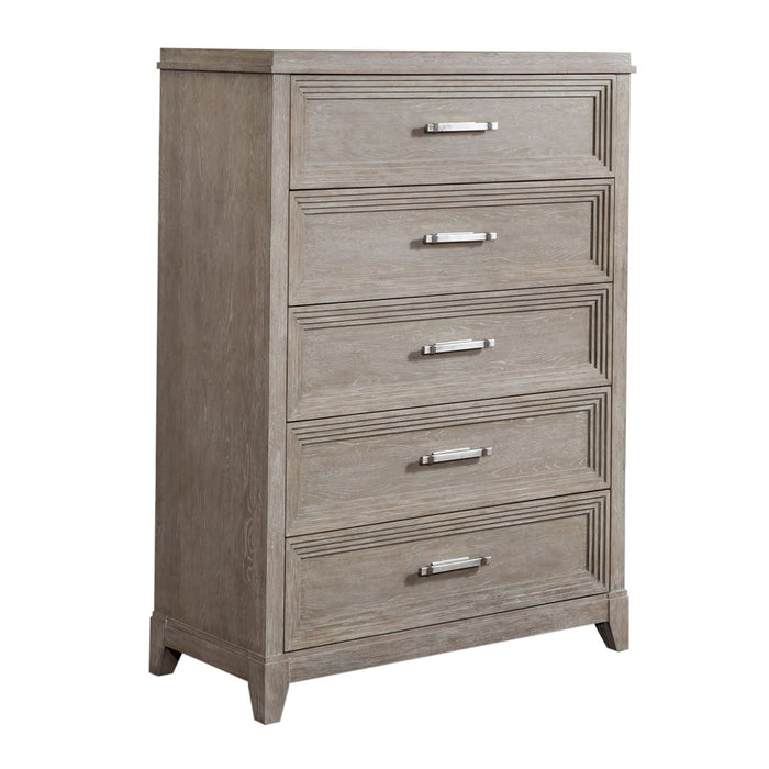 Belmar King California Upholstered Bed, Dresser & Mirror, Chest, Night Stand
