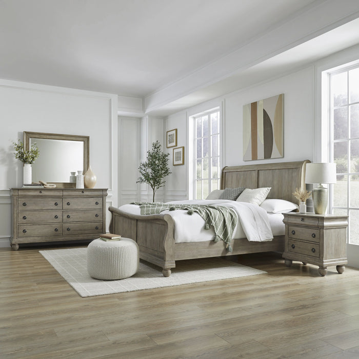 Rustic Traditions King California Sleigh Bed, Dresser & Mirror, Night Stand image