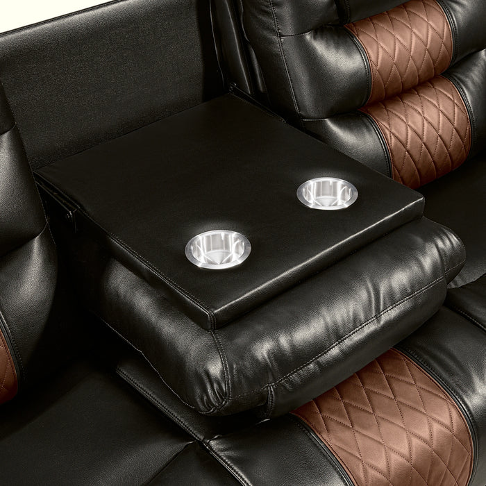 Nikko Sofa W/Dual Recliner-Brown
