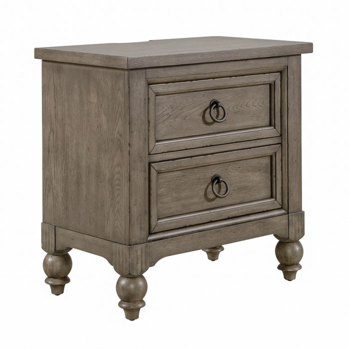 Americana Farmhouse 2 Drawer Nightstand in Dusty Taupe and Black image