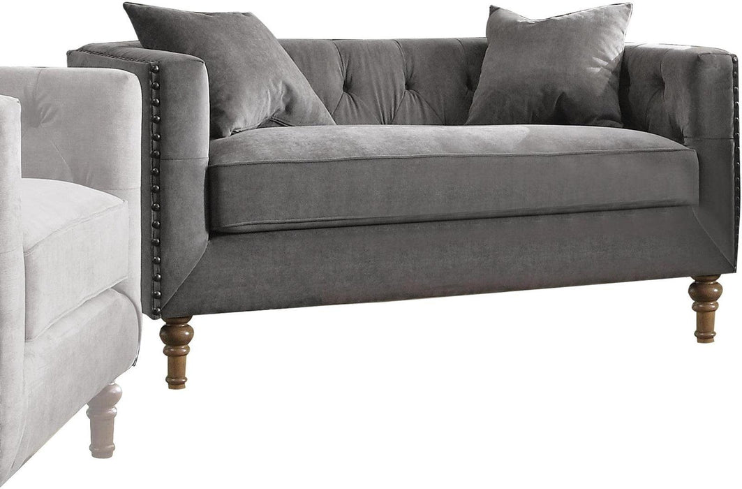 Acme Furniture Sidonia Loveseat in Gray Velvet 53581