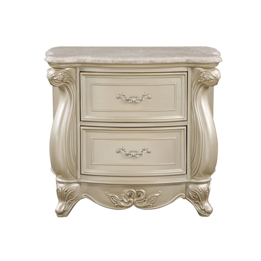 Monique Nightstand W/Marble Top-Champagne