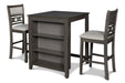 Gia 3 Pc 30" Storage Counter Table & 2 Chairs-Gray