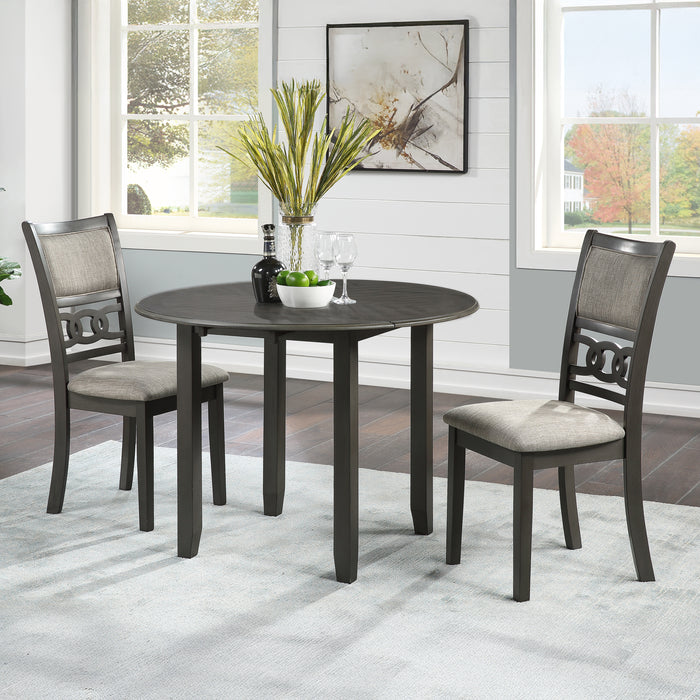 Gia 3 Pc 42" Drop Leaf Dining Table & 2 Chairs-Gray