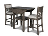 Gia 3 Pc 42" Counter Drop Leaf Table & 2 Chairs-Gray