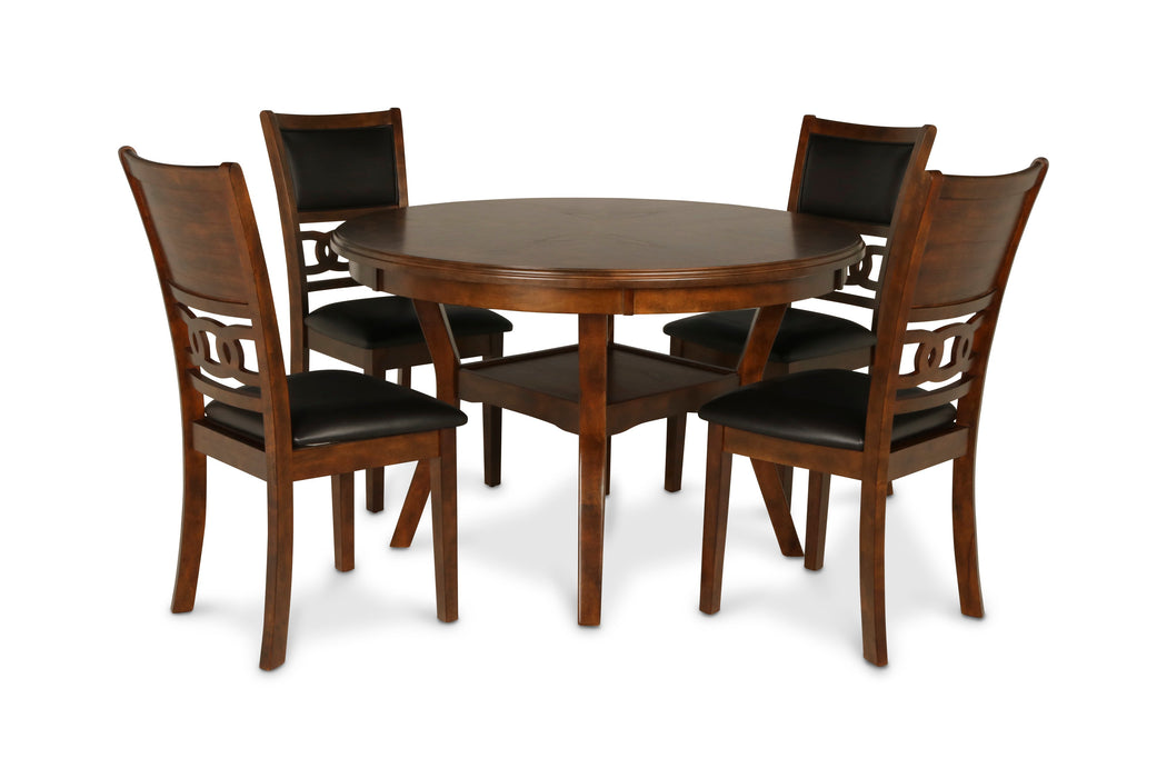 Gia 5 Pc 47" Round Dining Table & 4 Chairs-Brown