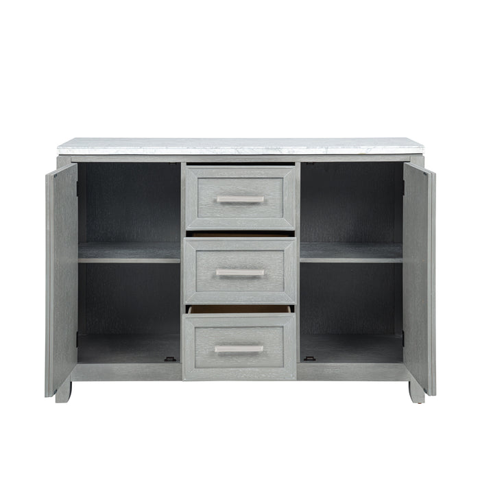 Fiona Marble Top Dining Buffet/Server-Mist Gray