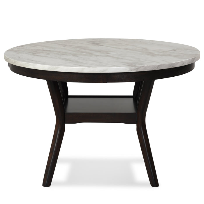 Celeste 48" Round Dining Table-Espresso/Faux Marble