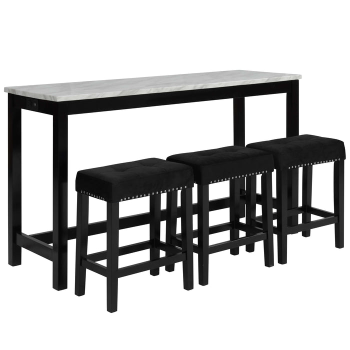 Celeste Theater Bar Table W/ 3 Stools-Black