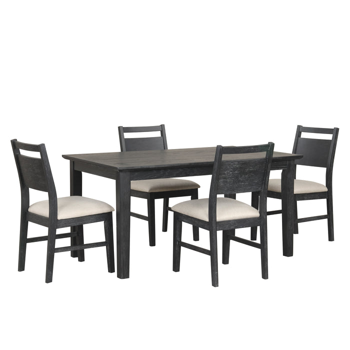 Sable Crest 5 Piece Rectangle Dining Table & 4 Chairs-Black
