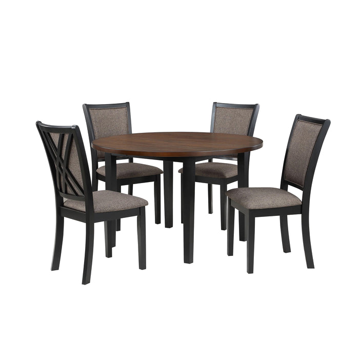 Potomac 48" Round Dining Table & 4 Chairs-Brown/Black