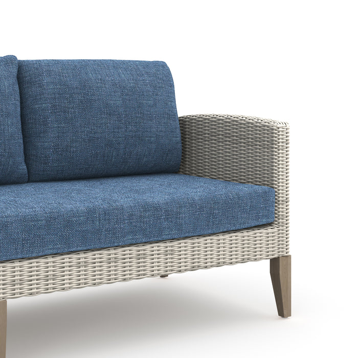 Carezza 5 Pc Set - Sofa, 2 Club Chairs, 2 Stools-Dark Blue