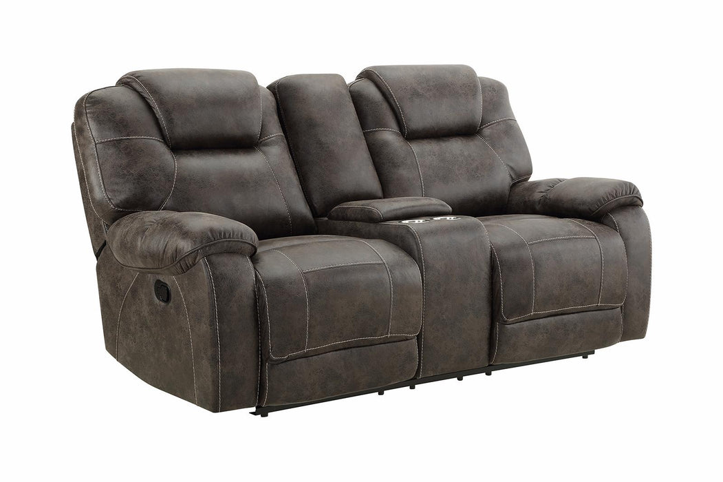 New Classic Furniture Anton Dual Recliner Console Loveseat in Chocolate
