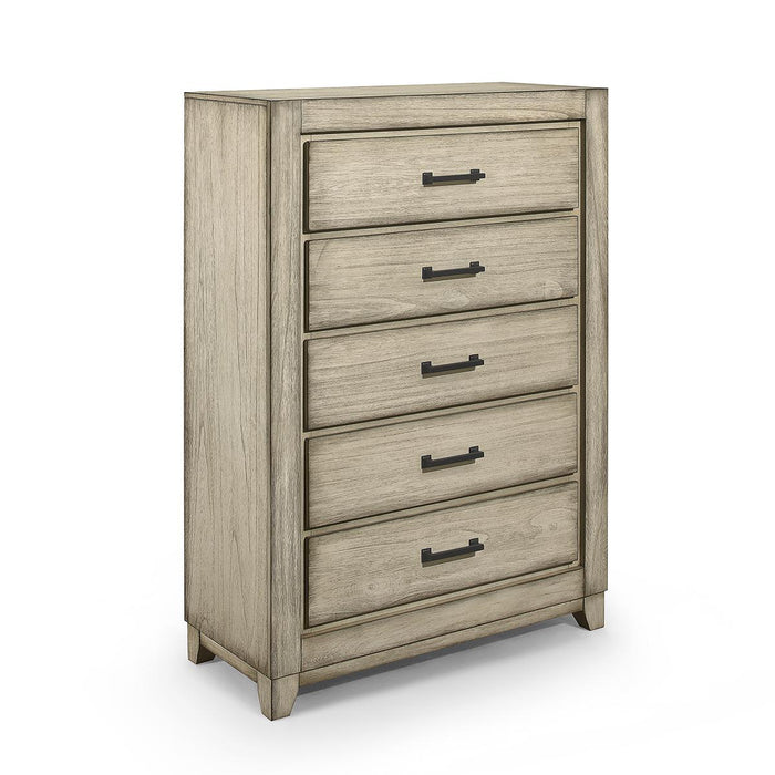 New Classic Furniture Ashland 5 Drawer Chest in Rustic White