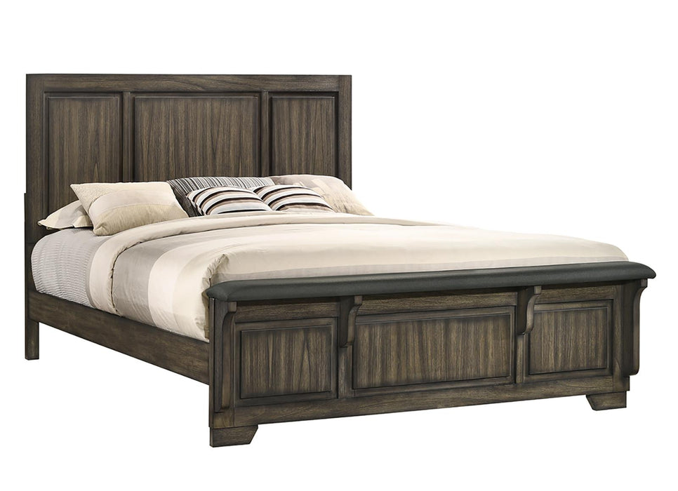 New Classic Furniture Ashland California King Panel Bed in Rustic Brown