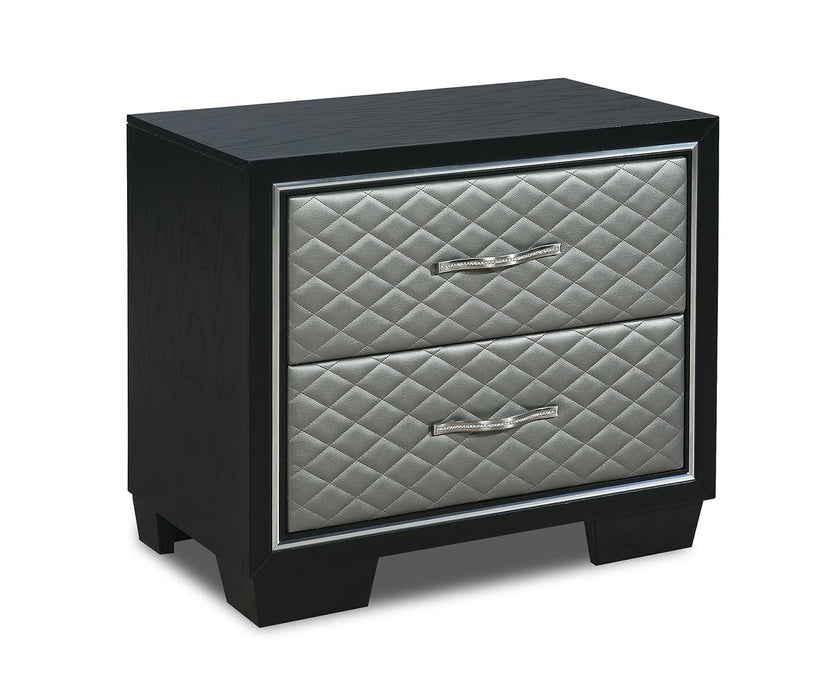 New Classic Furniture Luxor 2 Drawer Nightstand in Black/Silver