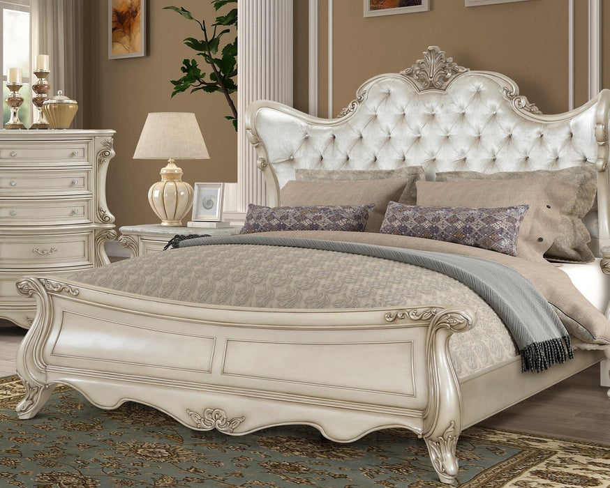 New Classic Furniture Monique Queen Panel Bed in Pearl