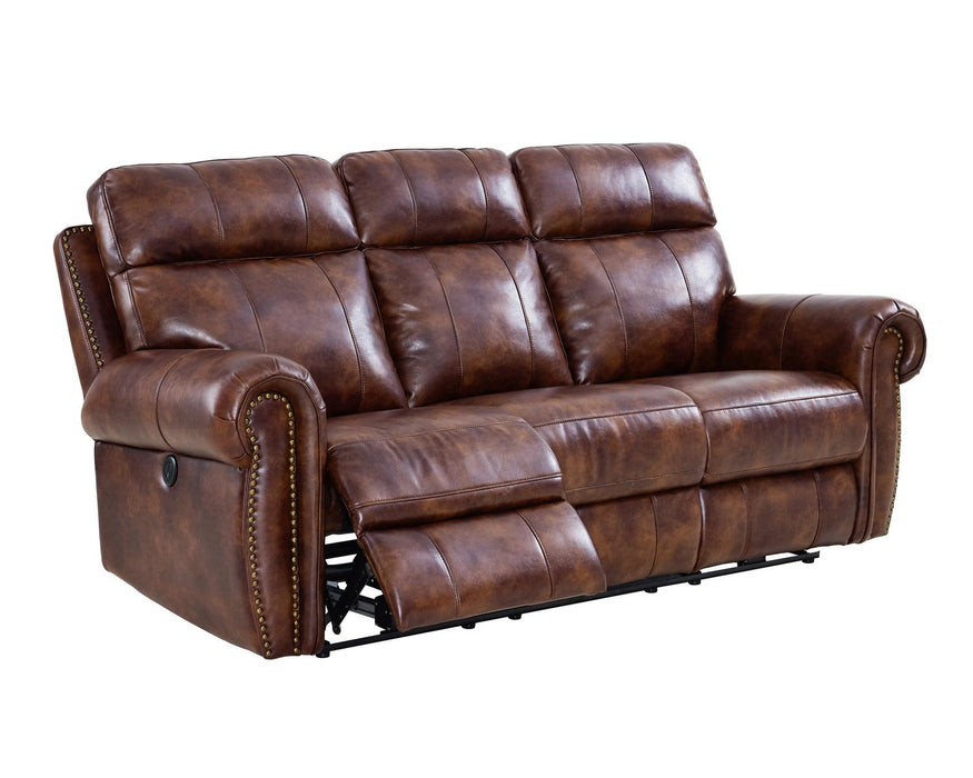 New Classic Roycroft Dual Recliner Sofa in Pecan