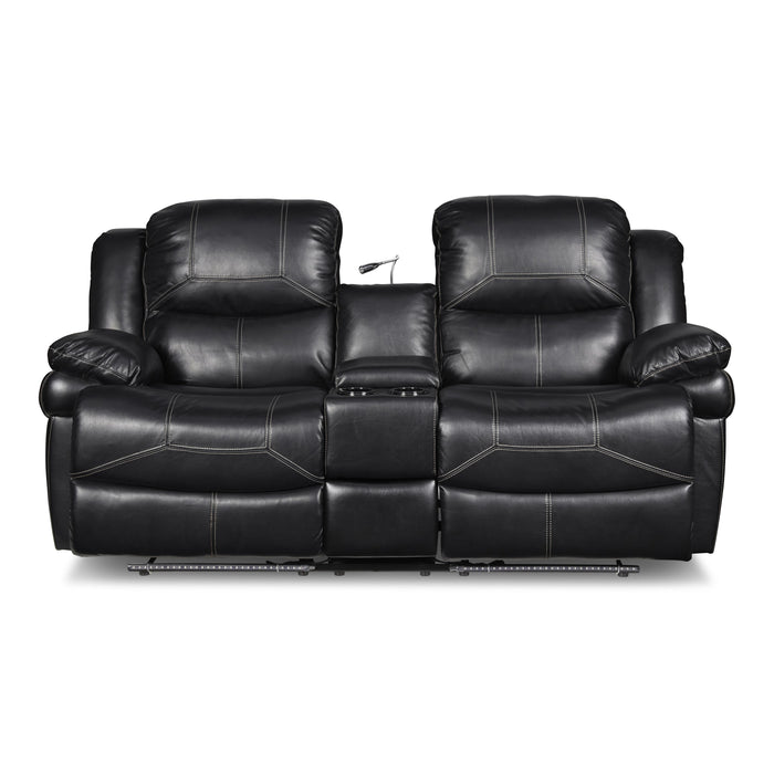 FLYNN CONSOLE LOVESEAT W/ READING LIGHT- BLACK