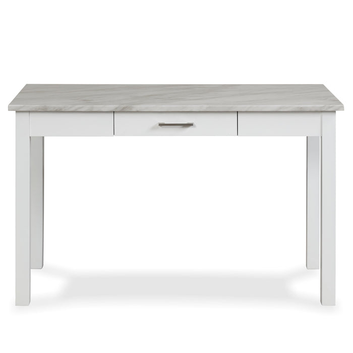 CELESTE DESK W/WHITE/GRAY FAUX MARBLE TOP-WHITE BASE