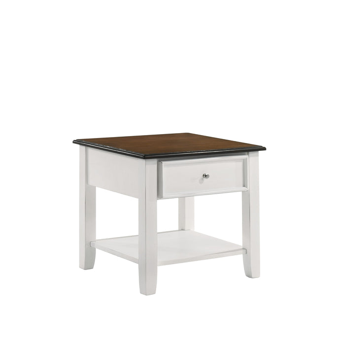 EVANDER END TABLE WITH DRAWER-TWO TONE CREME/BROWN