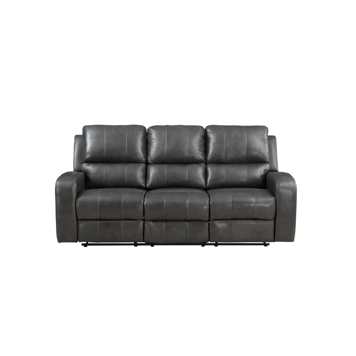 LINTON LEATHER SOFA W/DUAL RECLINER-GRAY