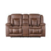 Morello Console Loveseat W/ Dual Recliners-Brown