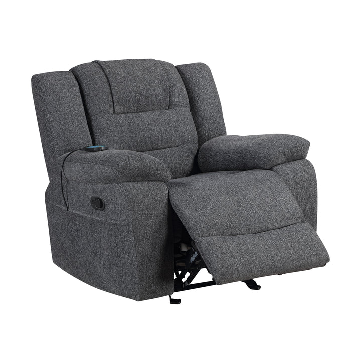 Redondo Glider Recliner W/Heat And Massage-Dk Gray