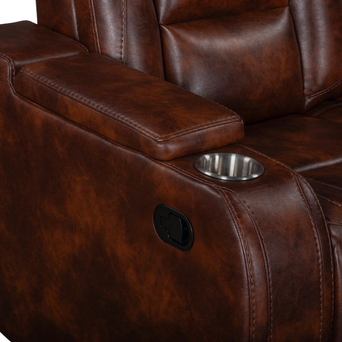 Chester Reclining Console Loveseat-Brown