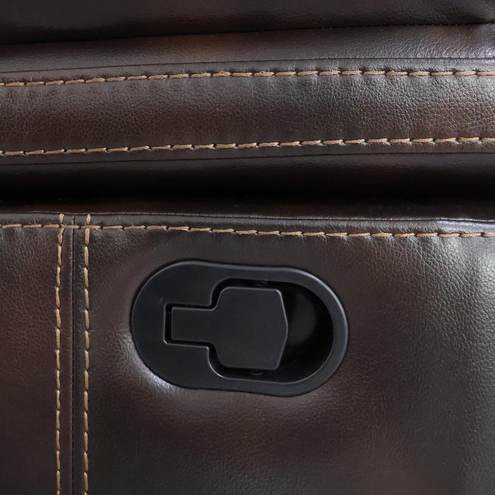 Kellen Sofa W/Dual Recliner & Drop Down Tray-Brown