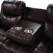 Kellen Sofa W/Dual Recliner & Drop Down Tray-Brown
