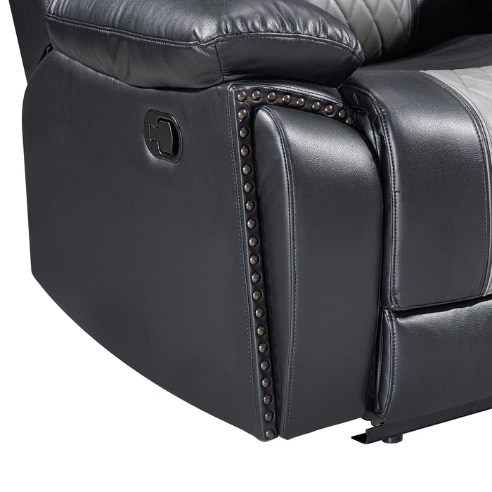 Nikko Sofa W/Dual Recliner-Black/Gray