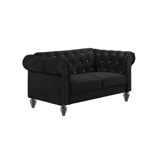 Emma Crystal Loveseat-Black