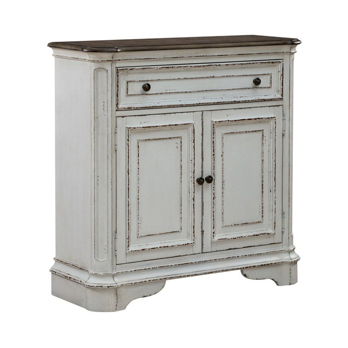 Magnolia Manor Accent Cabinet in Antique White & Weathered Bark EST SHIP TIME APPX 4 WEEKS image