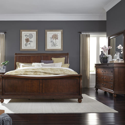 Rustic Traditions King Sleigh Bed, Dresser & Mirror image