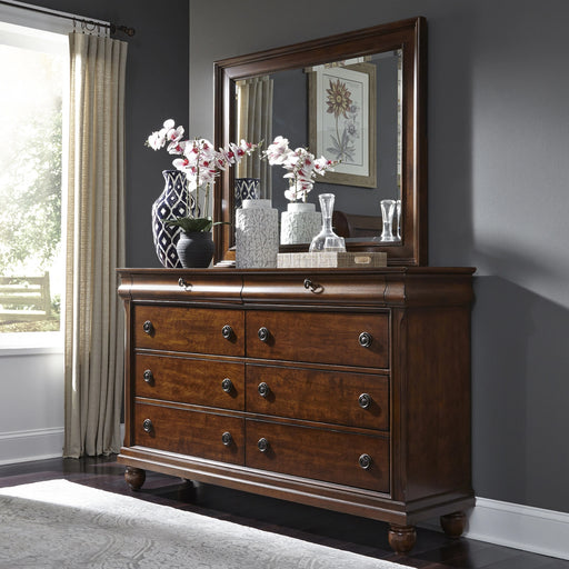 Rustic Traditions King California Sleigh Bed, Dresser & Mirror image