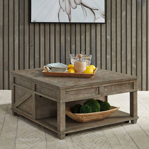 Parkland Falls Square Lift Top Cocktail Table in Weathered Taupe image