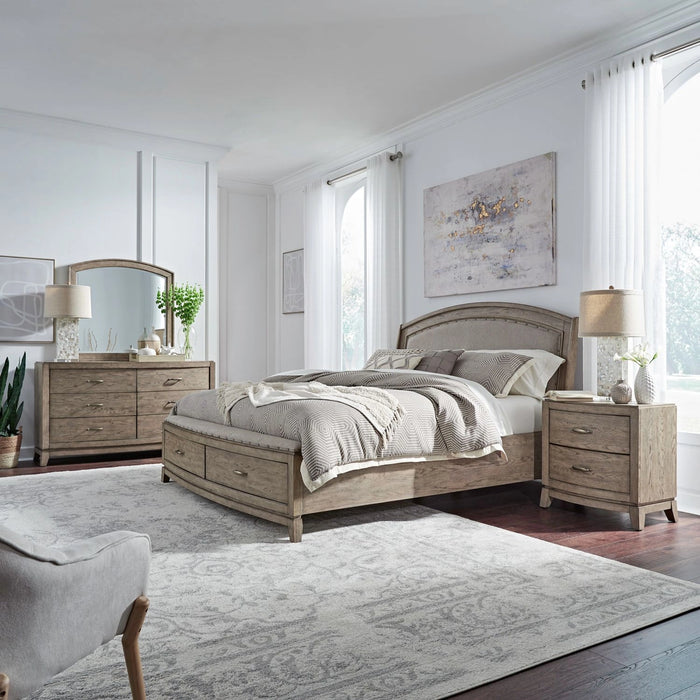 Avalon King Uph Storage Bed, Dresser & Mirror, Night Stand image