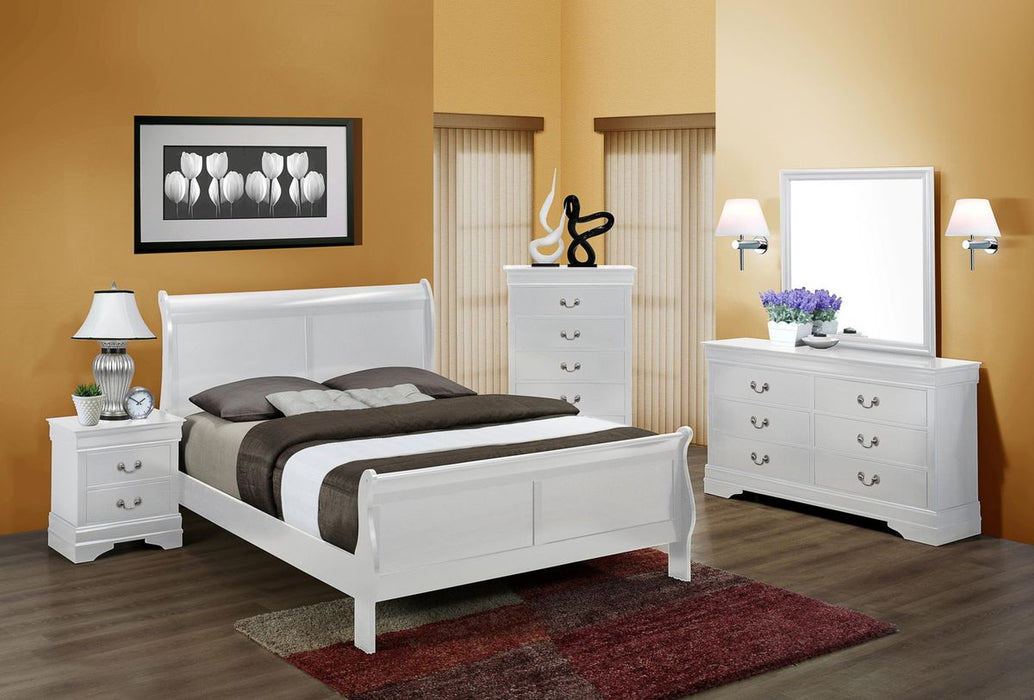 Crown Mark Louis Philip Queen Sleigh Bed in White