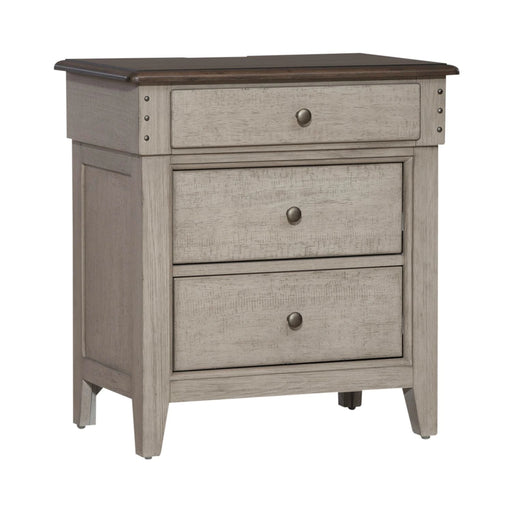 Ivy Hollow 3 Drawer Nightstand w/ Charging Station in Weathered Linen image