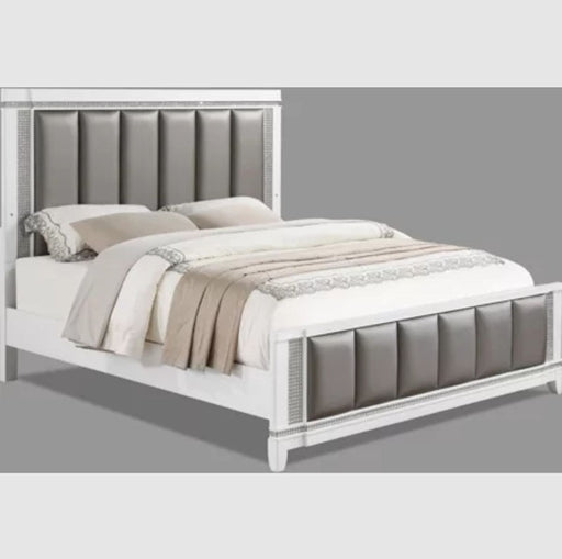Crown Mark Furniture Ariane King Bed in White and Silver image