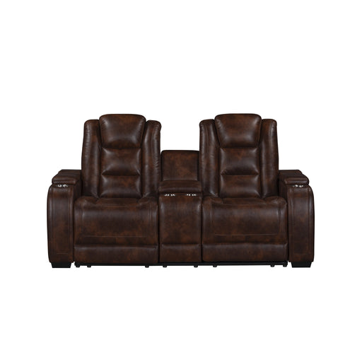 Chester Reclining Console Loveseat W/Pwr Hr & Fr-Brown