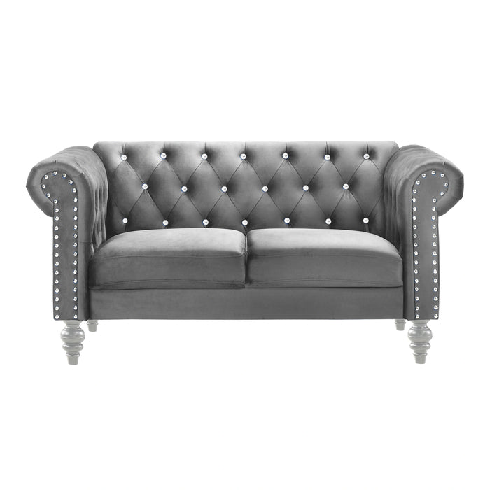 Emma Crystal Loveseat-Gray