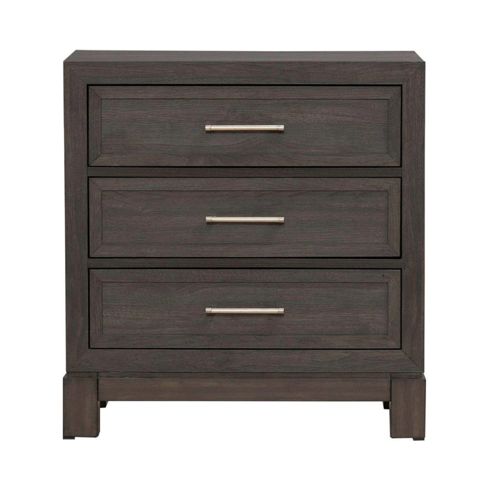 Modern Edge Nightstand w/ Charging Station in Caffe image