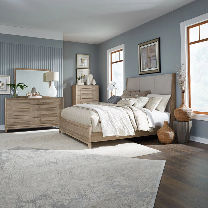 Brentwood King Uph Bed, Dresser & Mirror, Chest image