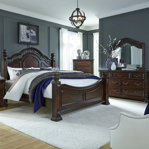 Messina Estates King California Poster Bed, Dresser & Mirror image